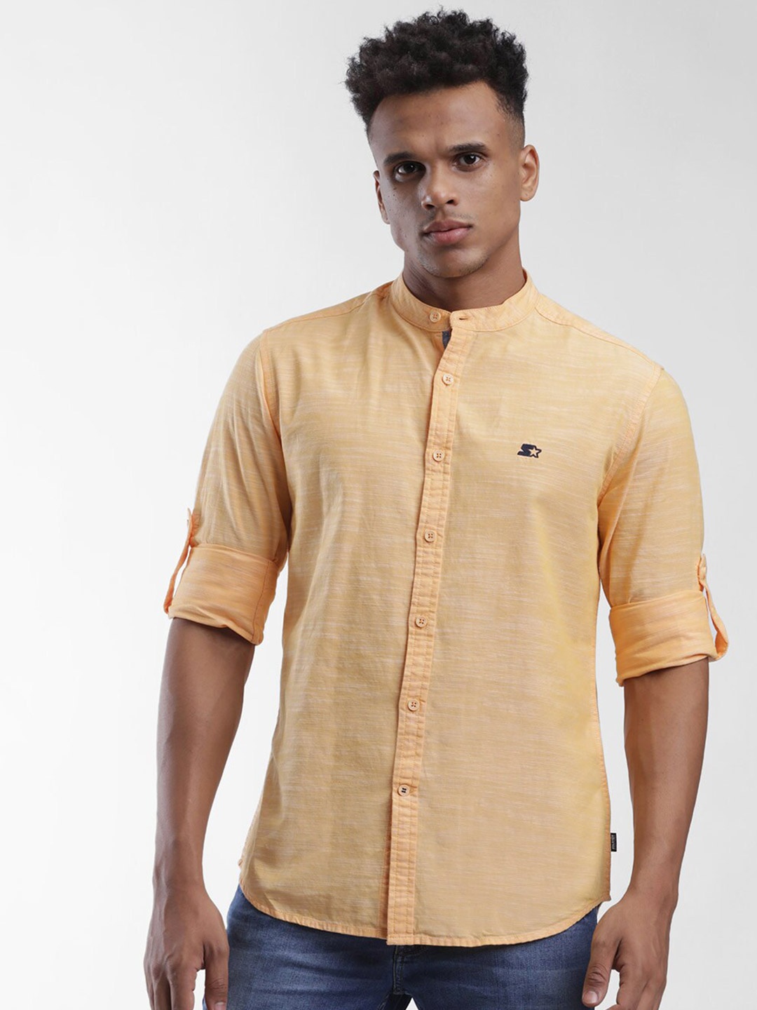 

STARTER Men Orange Slim Fit Cotton Casual Shirt