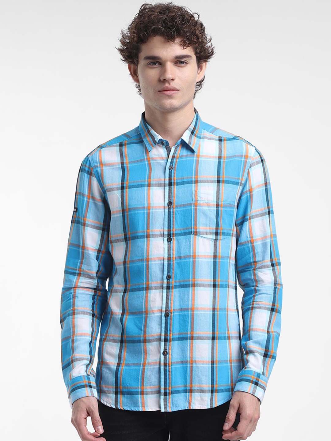 

STARTER Men Blue Slim Fit Tartan Checks Checked Casual Shirt