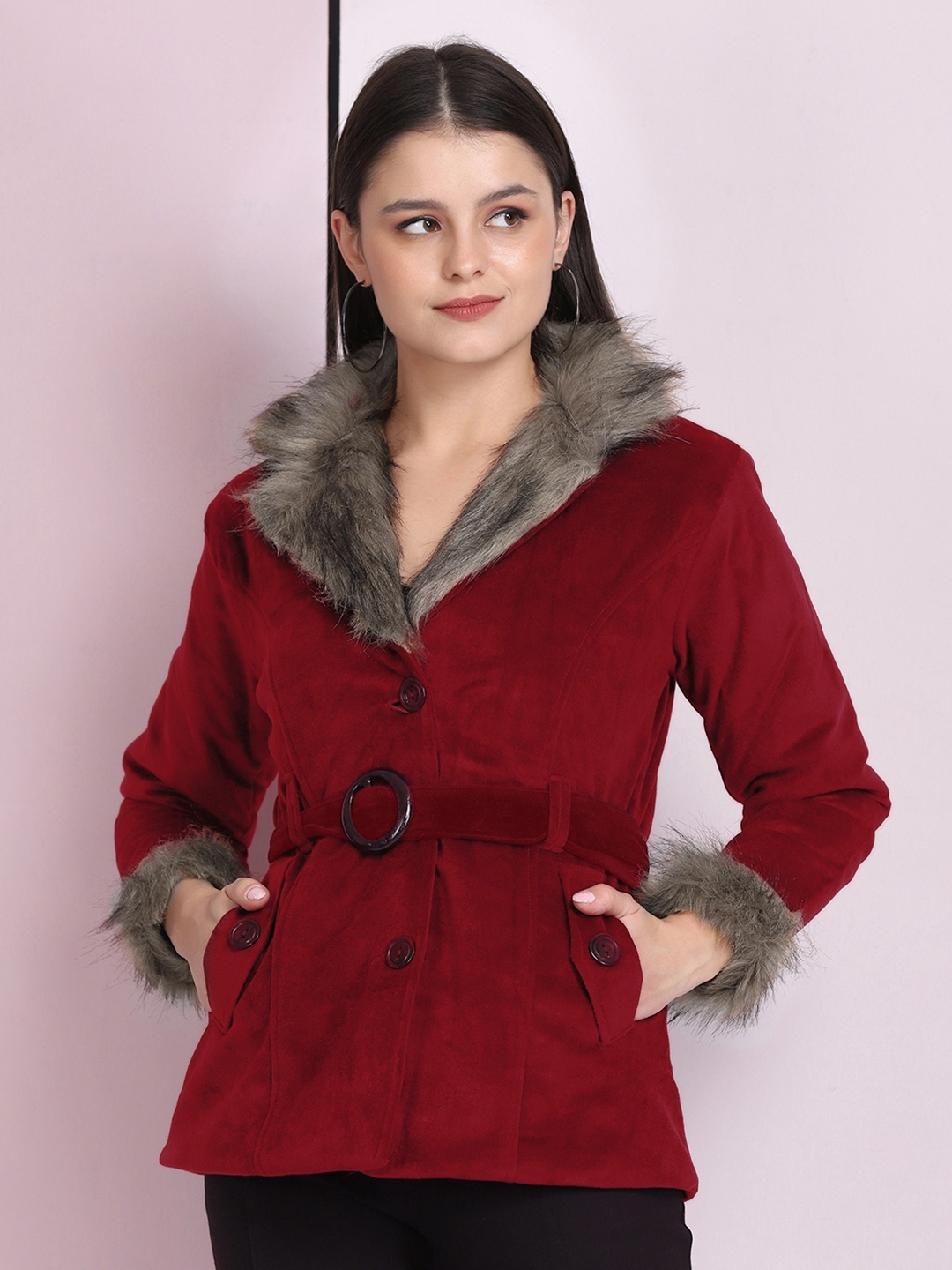 

BUY NEW TREND Women Maroon Solid Lightweight Longline Parka Jacket