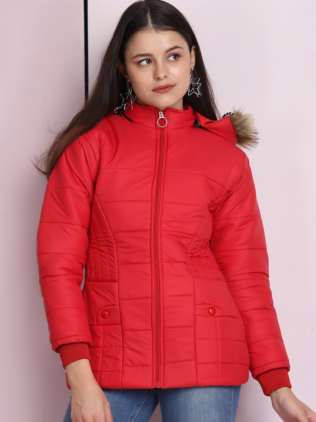 

BUY NEW TREND Women Red Lightweight Parka Jacket