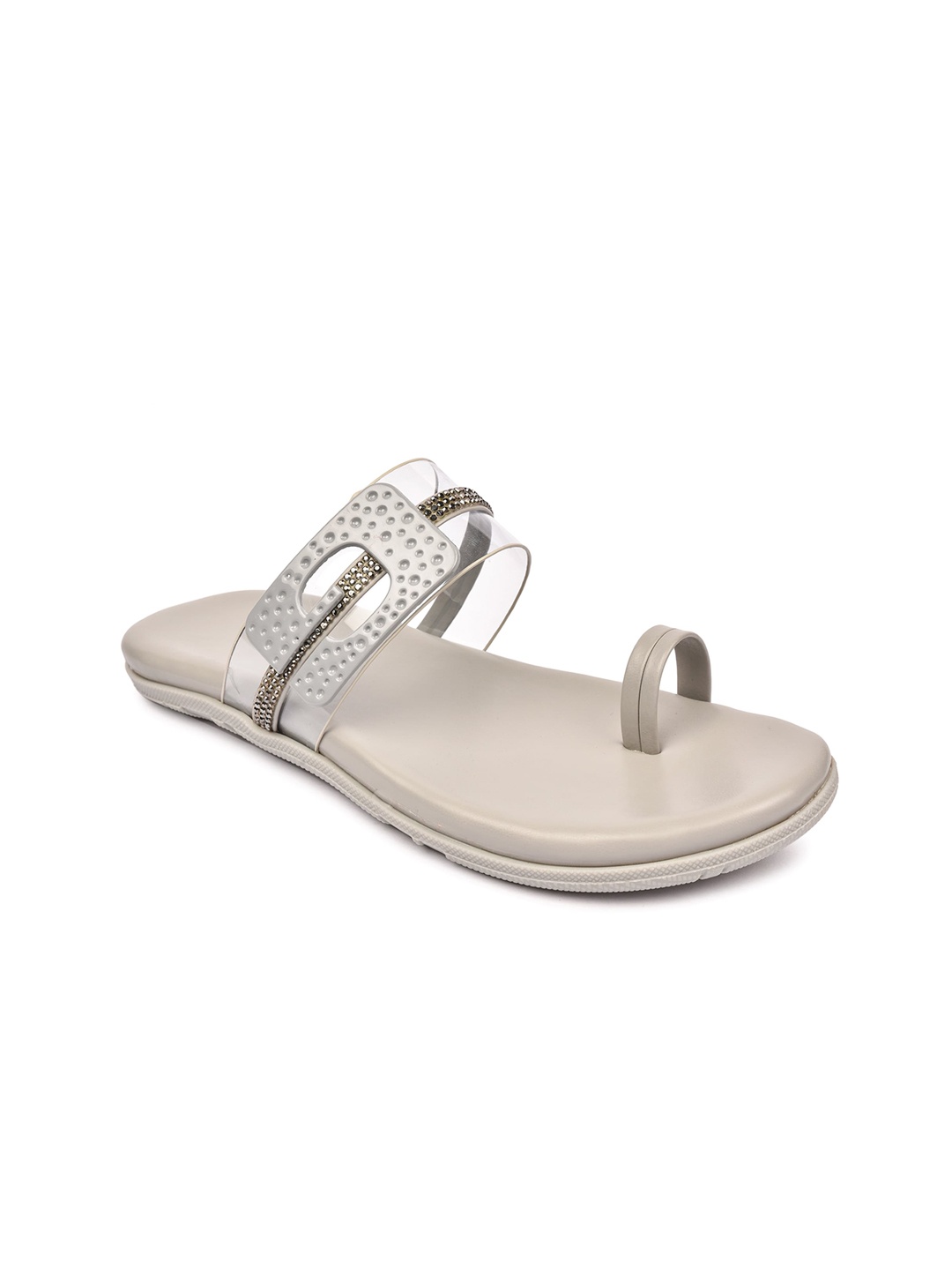 

REEZZ Women Grey Embellished One Toe Flats