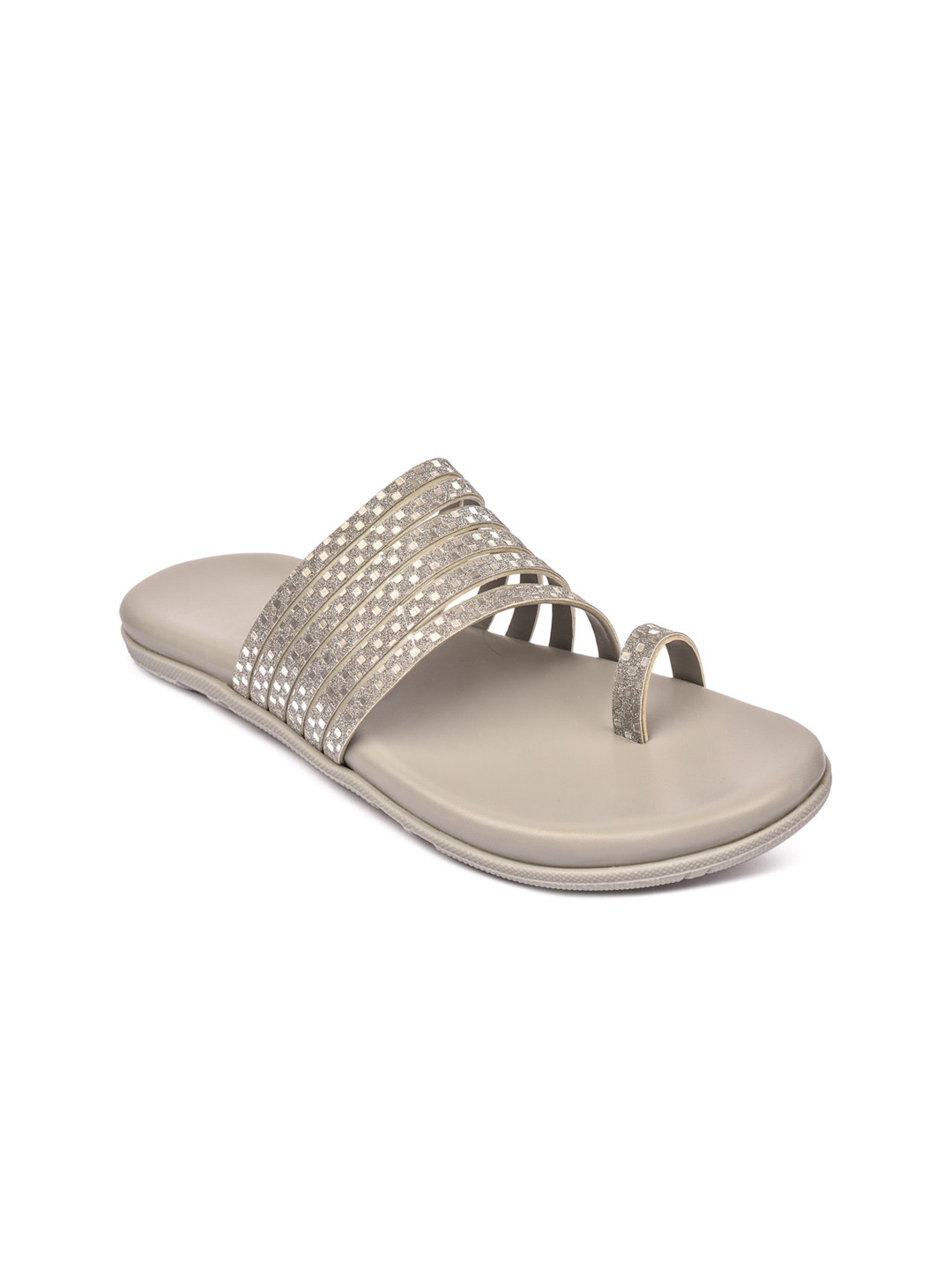 

REEZZ Women Grey Ethnic One Toe Slip On Flats