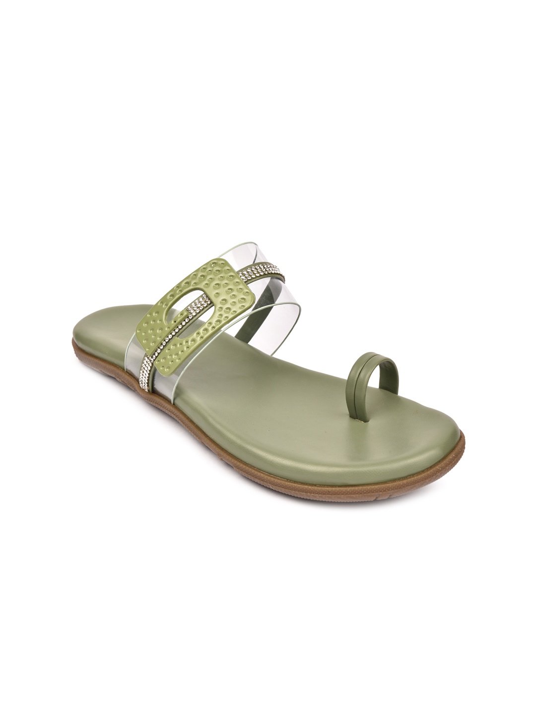 

REEZZ Women Green Embellished One Toe Flats