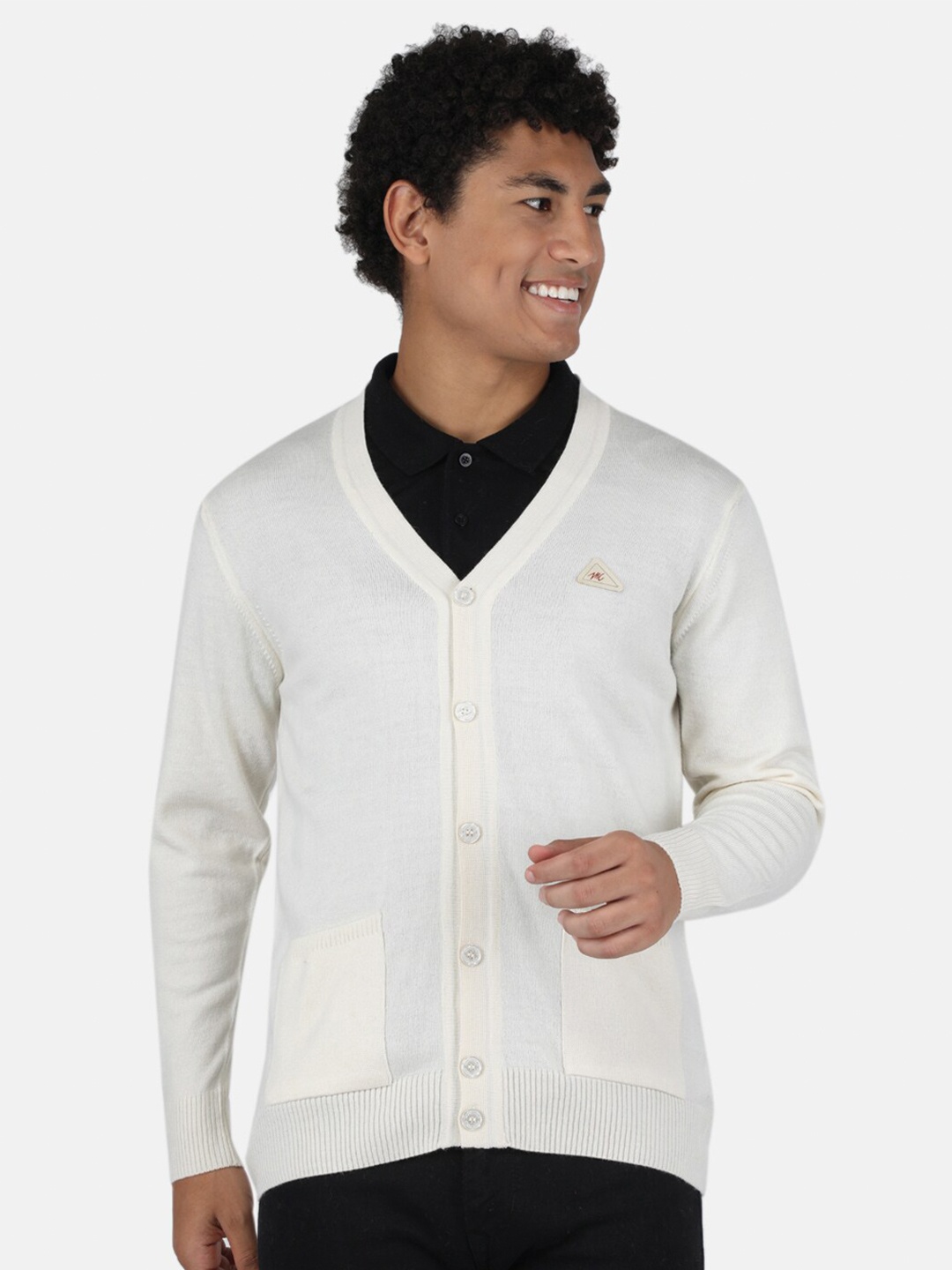 

Monte Carlo Men Off White Solid V-Neck Cardigan