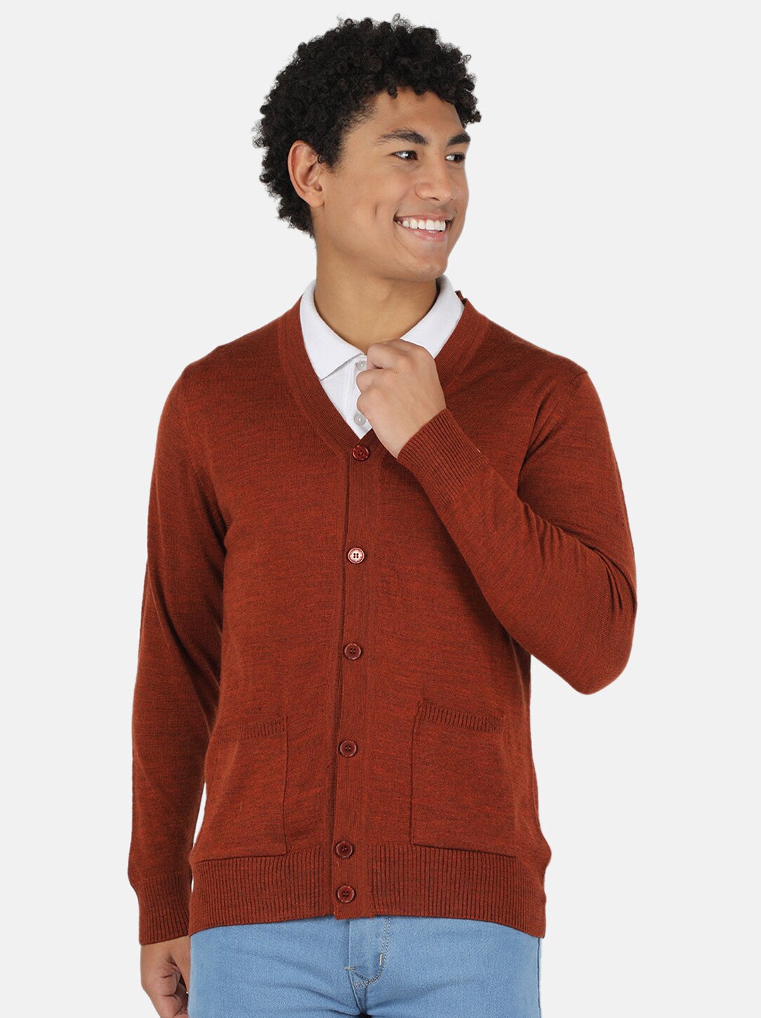 

Monte Carlo Men Brown Solid Cardigan