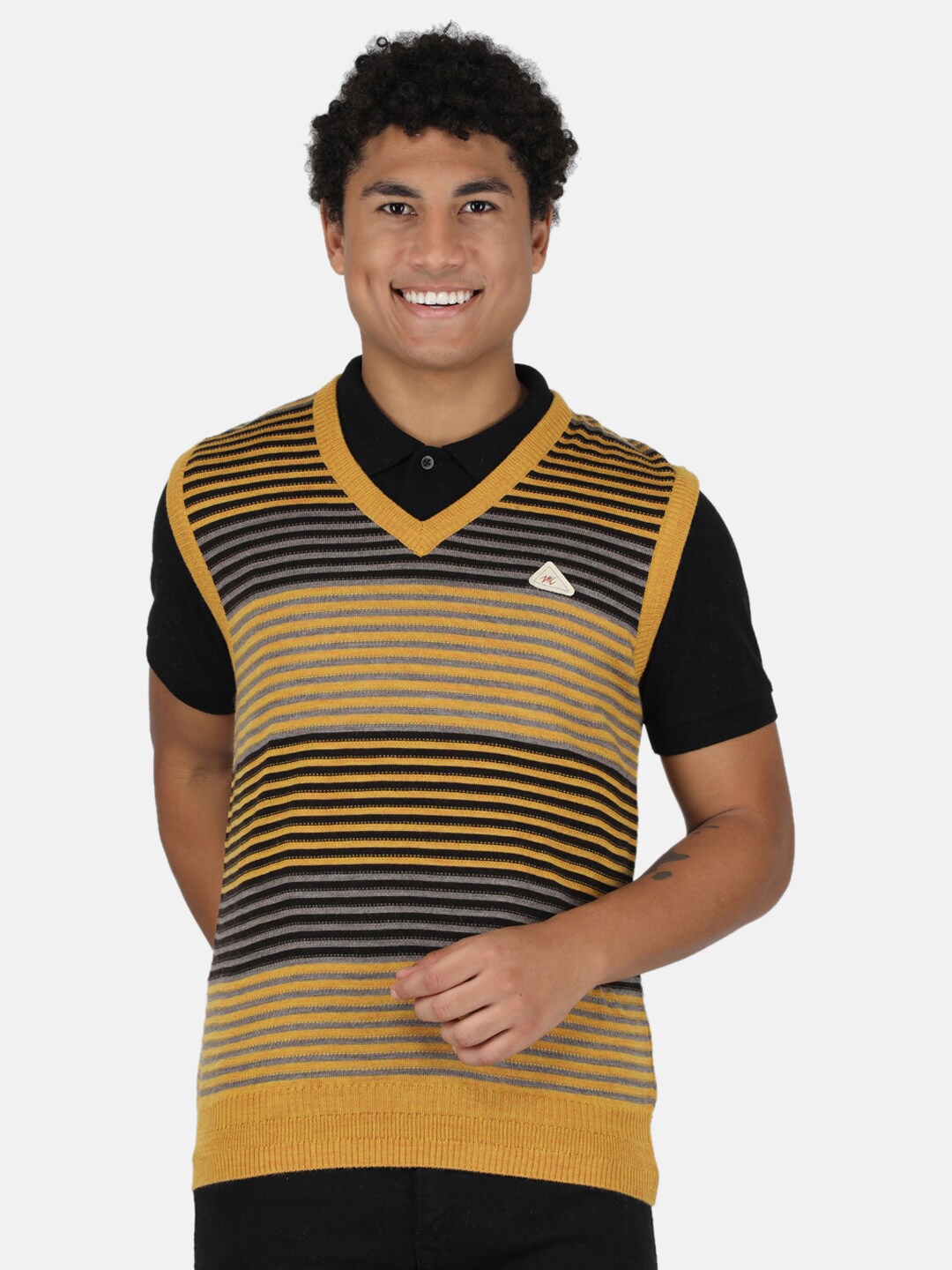 

Monte Carlo Men Gold & Brown Striped Sweater Vest