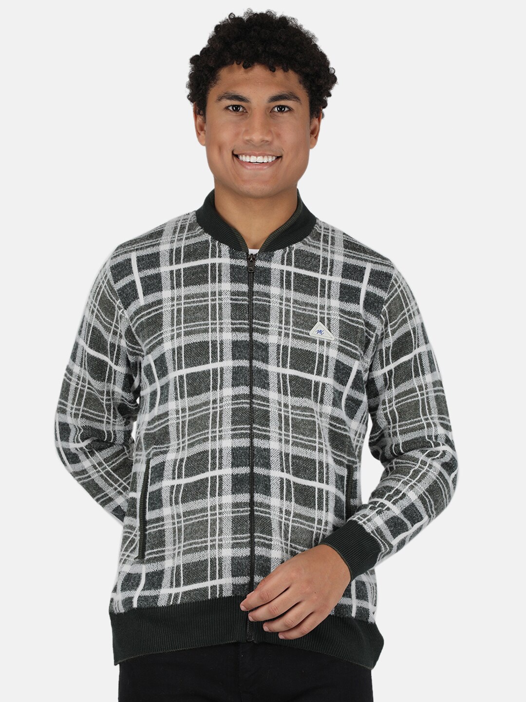 

Monte Carlo Men Green & White Checked Cardigan