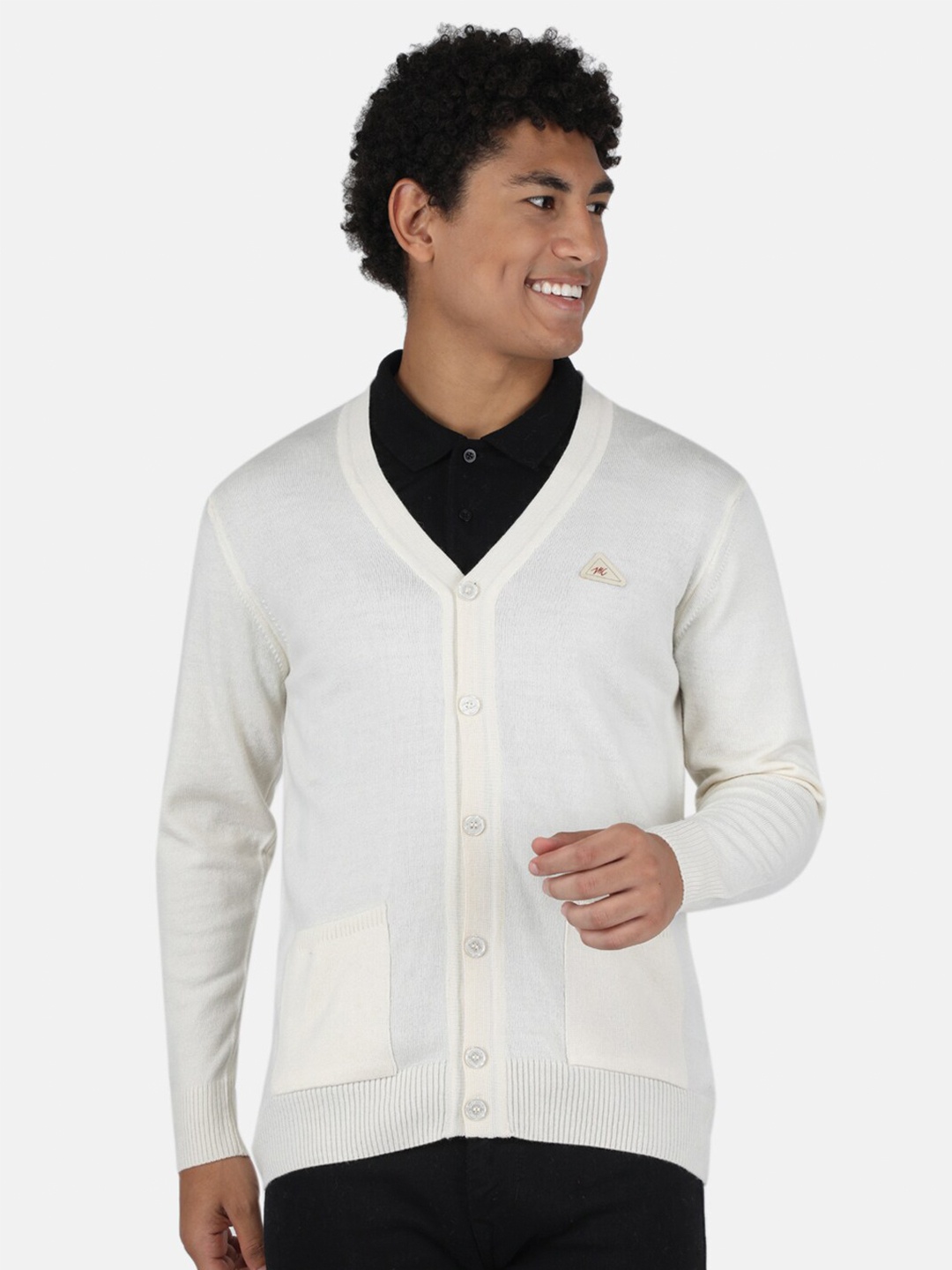 

Monte Carlo Men Off White Long Sleeves Casual V Neck Cardigan