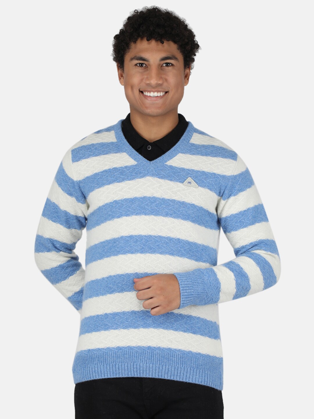 

Monte Carlo Men Blue & White Striped Pullover