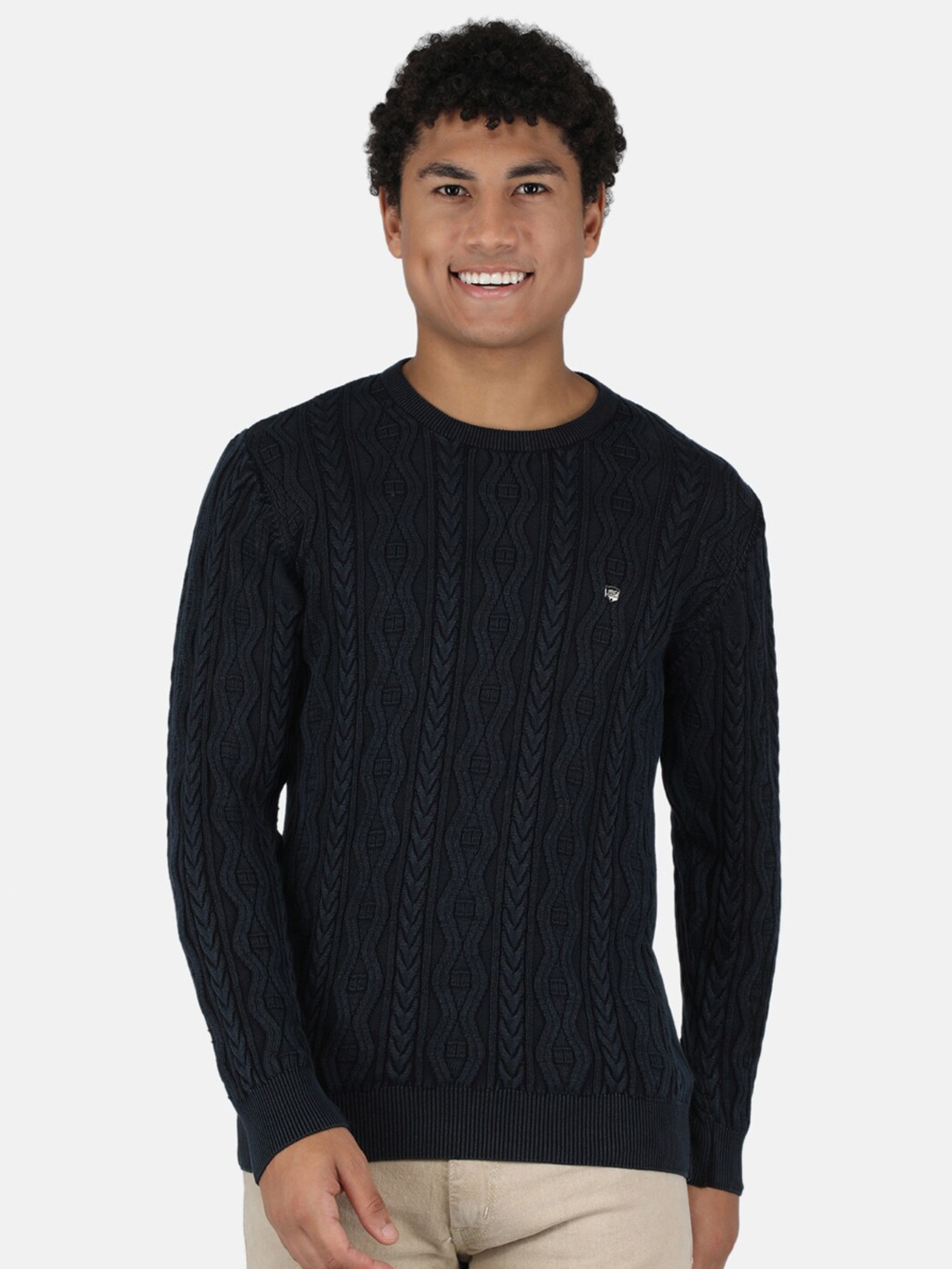 

Monte Carlo Men Navy Blue Cable Knit Pullover