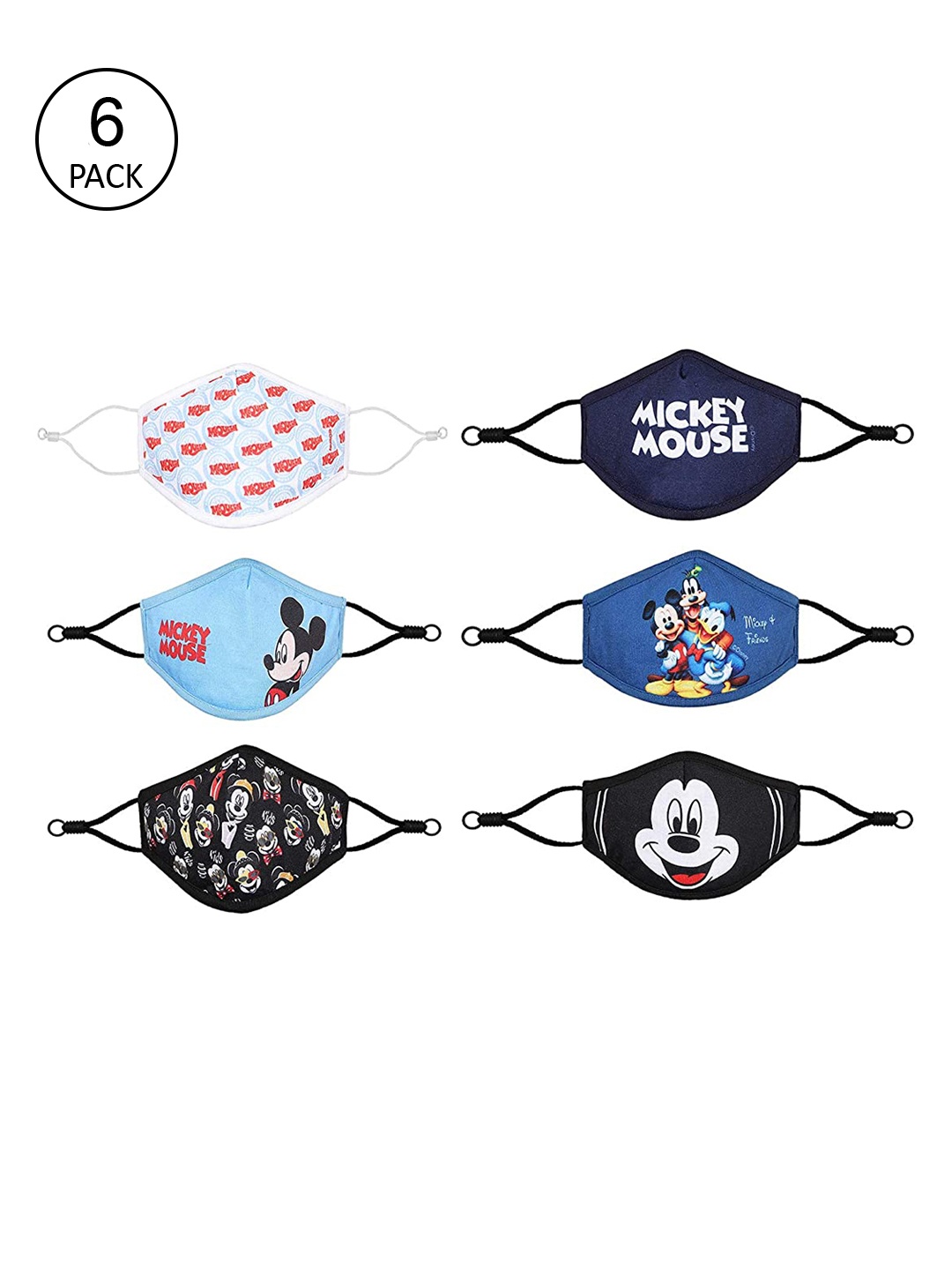 

Bodycare Kids Boys Pack of 6 Assorted Mickey & Friends Cotton 3-Ply Protective Cloth Masks