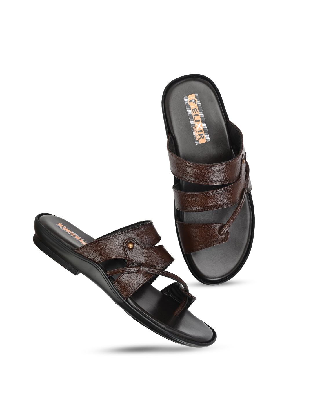 

ELIXIR MAN Men Brown & Black Comfort Sandals