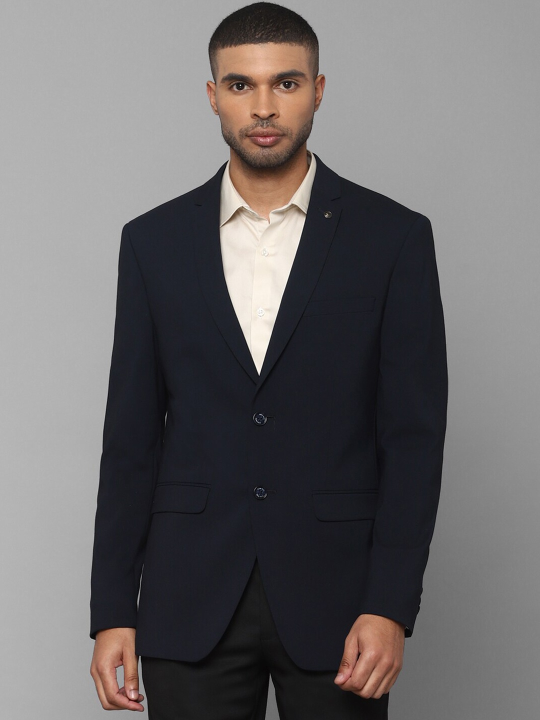 

Allen Solly Men Navy Blue Solid Slim-Fit Single Breasted Blazer