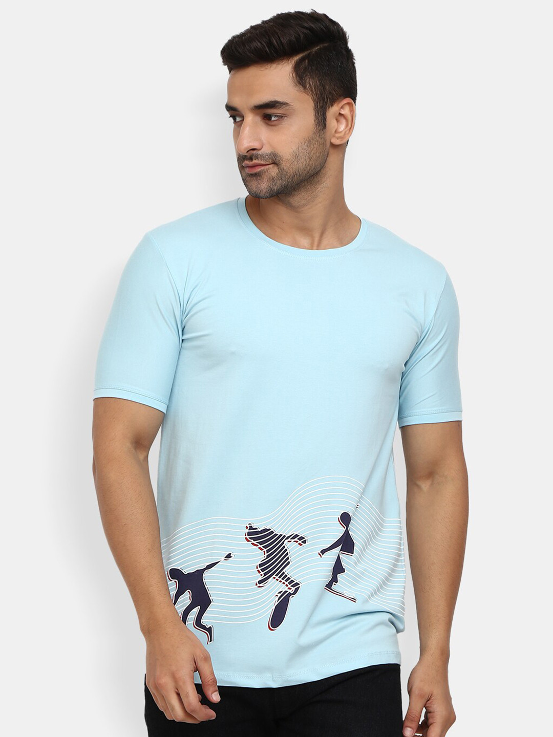 

V-Mart Men Blue Printed T-shirt