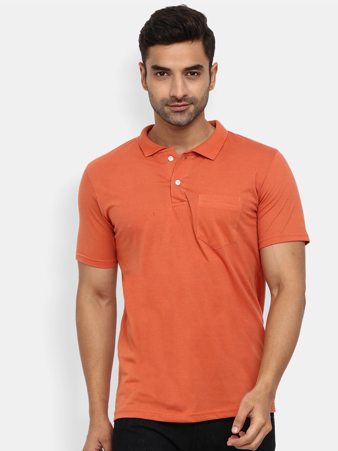 

V-Mart Men Rust Polo Collar Slim Fit Cotton T-shirt