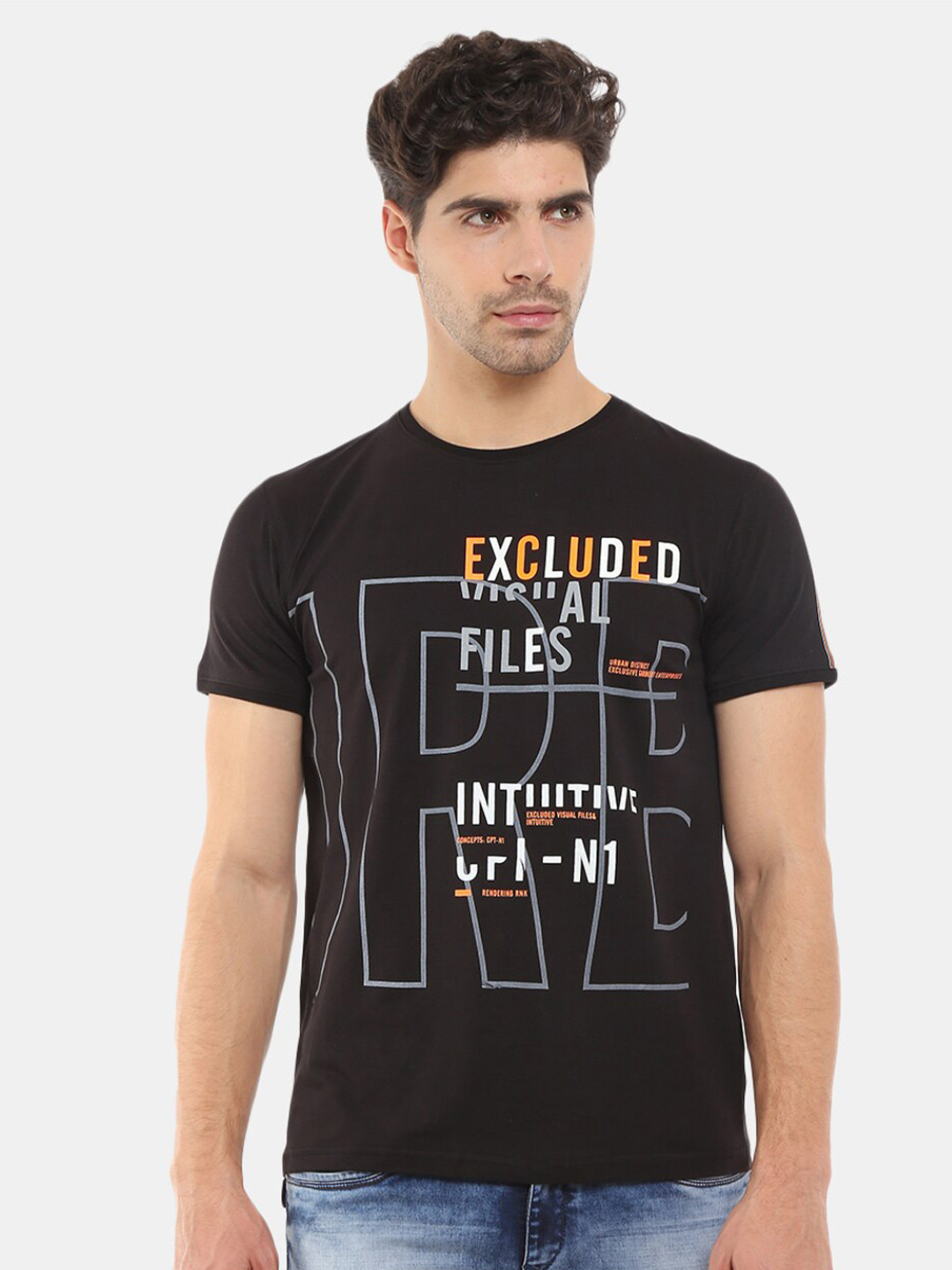 

V-Mart Men Black Typography Printed Slim Fit T-shirt