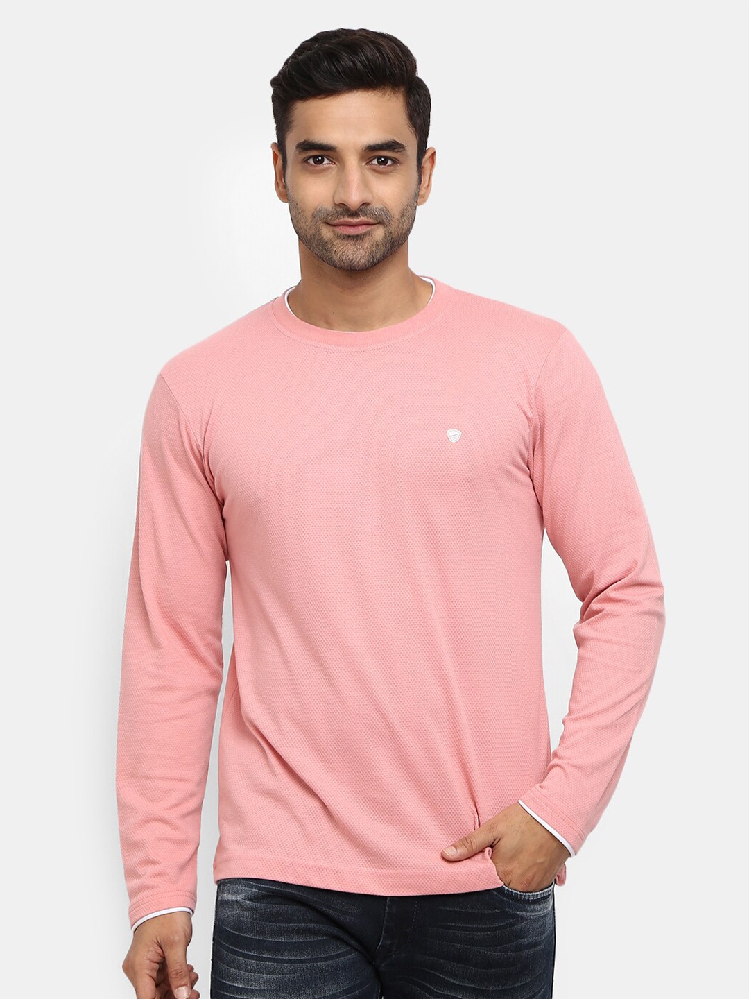

V-Mart Men Pink Slim Fit T-shirt