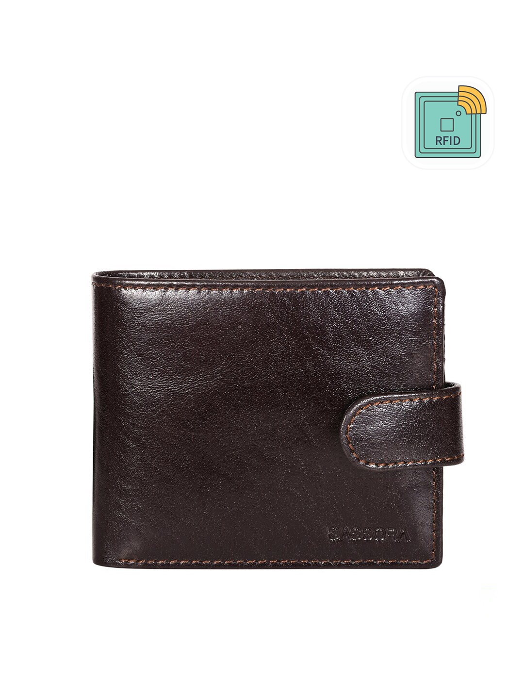 

Sassora Men Brown Leather Two Fold Wallet