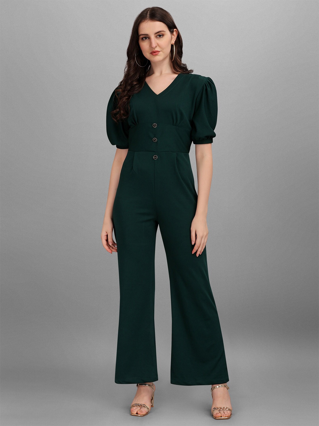 

Urban Luxe Women Green Solid Basic Jumpsuit