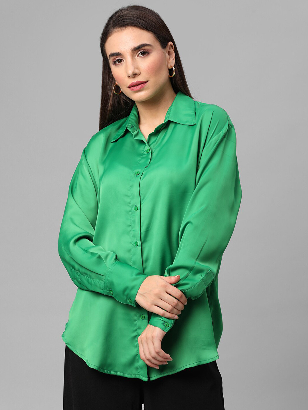 

JUNE & HARRY Women Green Comfort Party Shirt