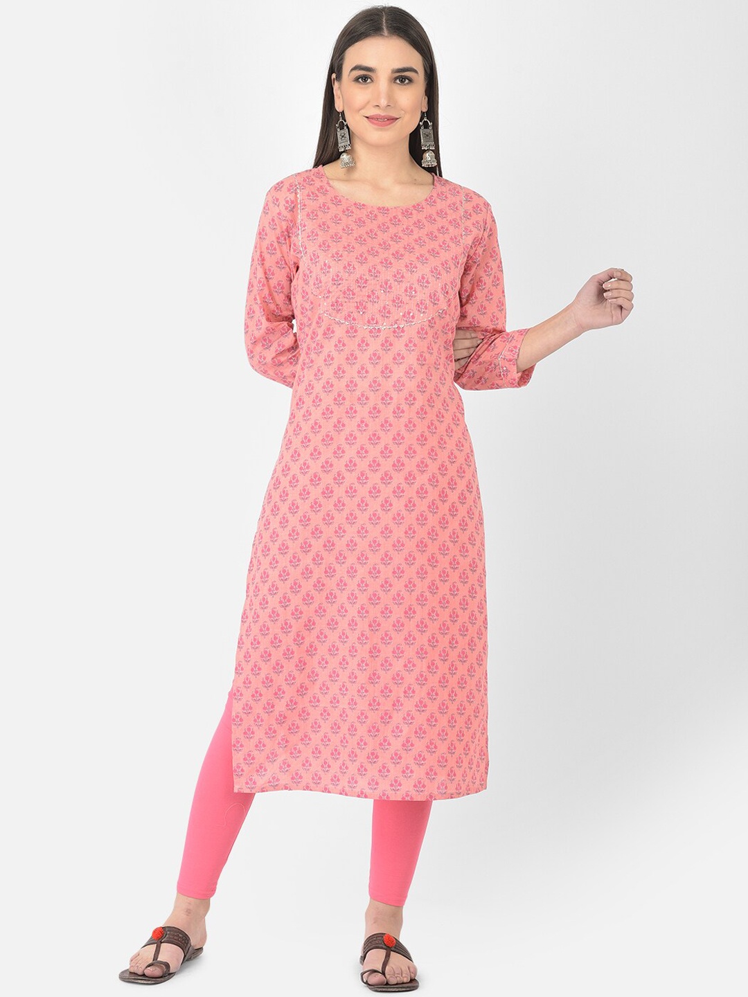 

Pistaa Women Pink Floral Printed Floral Kurta