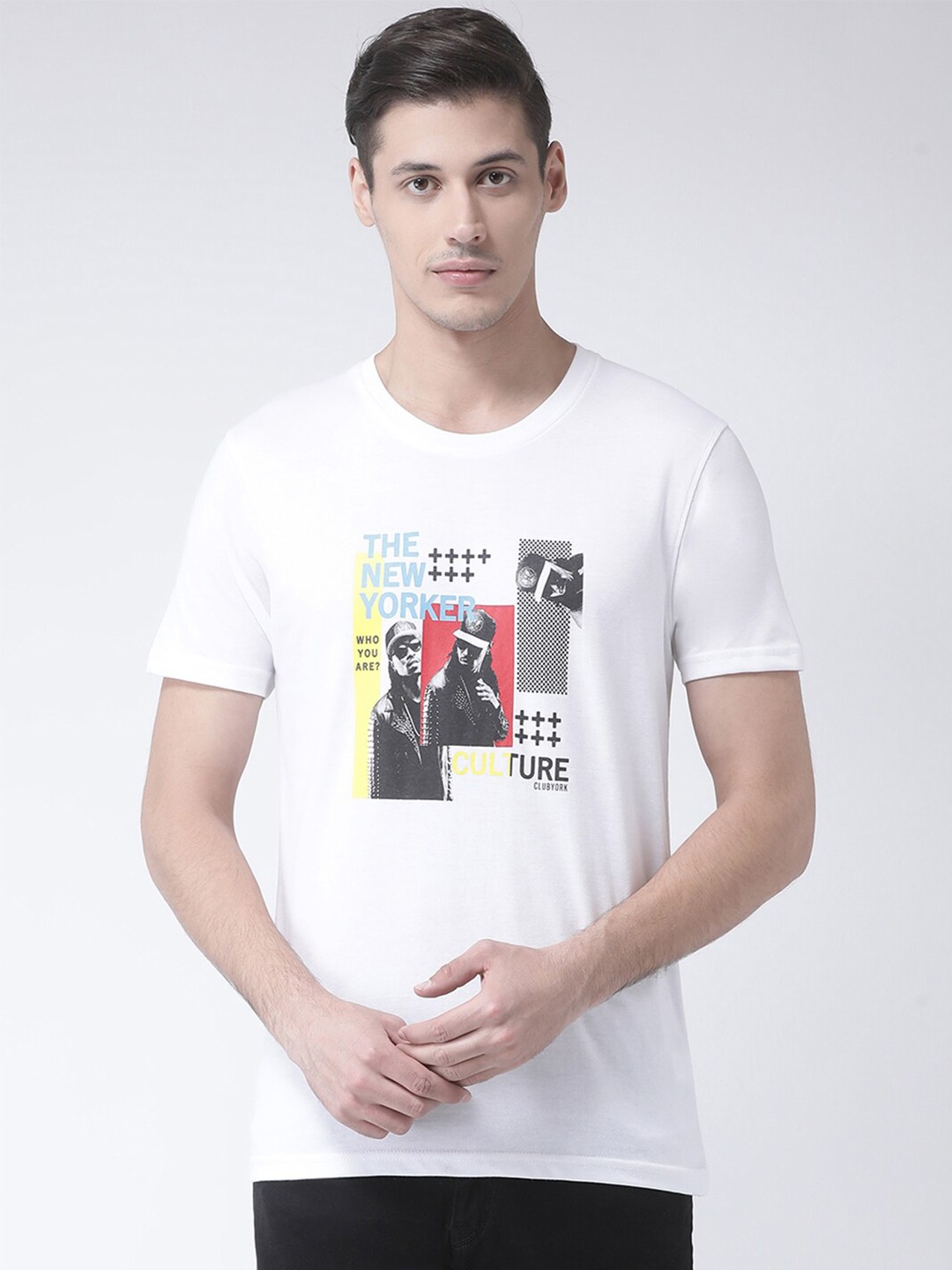 

Club York Men White Graphic Printed T-shirt