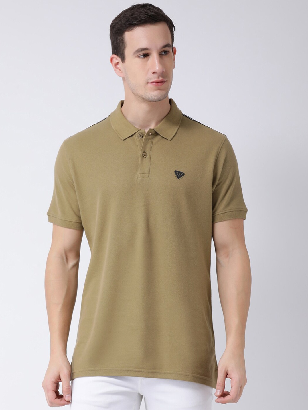 

Club York Men Olive Green Solid Polo Collar T-shirt