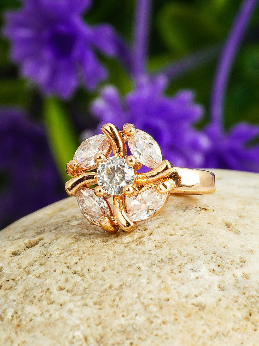 

Urmika Women Gold-Plated White Crystal Studded Nosepin