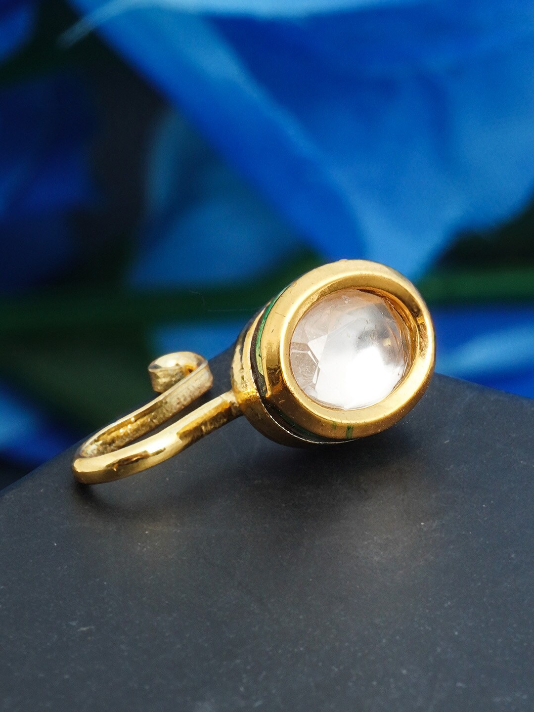 

Urmika Women Gold-Plated Silver Crystal Studded Nosepin