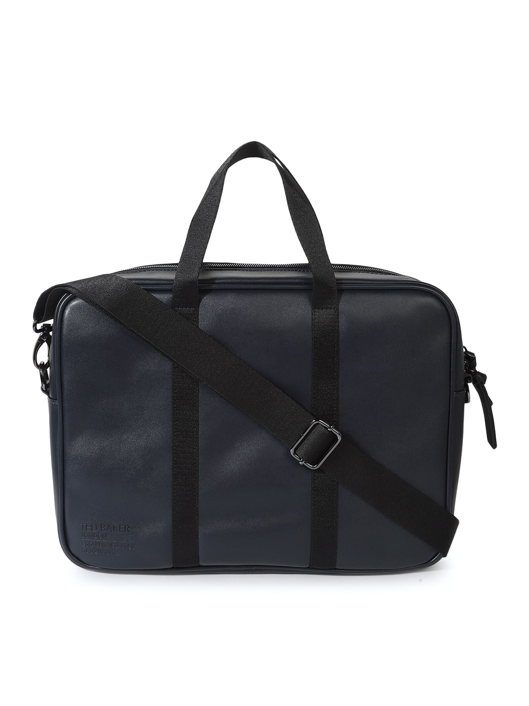

Ted Baker Men Navy Blue Recycled PU Laptop Bag