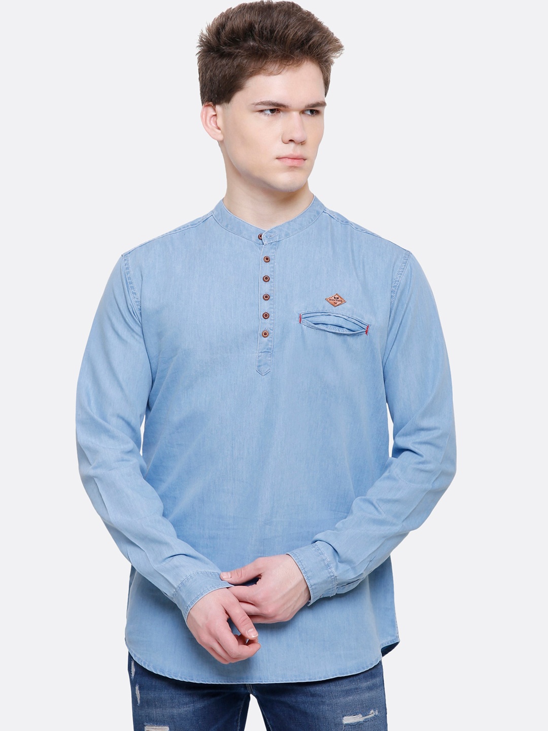 

Kuons Avenue Men Blue Denim Kurta