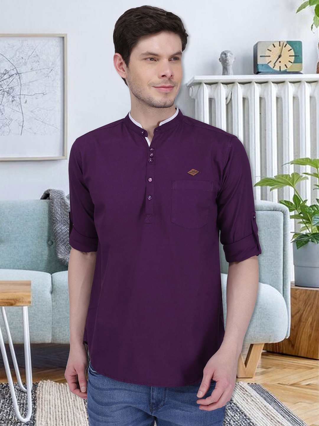 

Kuons Avenue Men Purple Solid Kurta