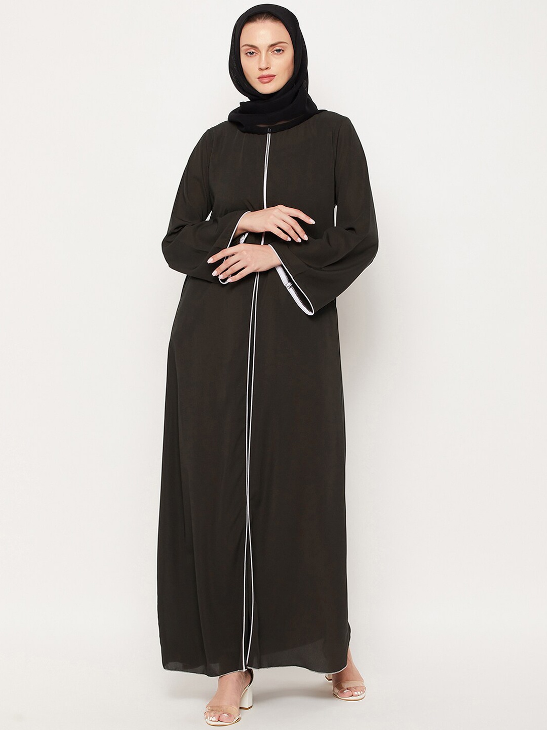 

NABIA Women Olive-Green Solid Abaya Burqa