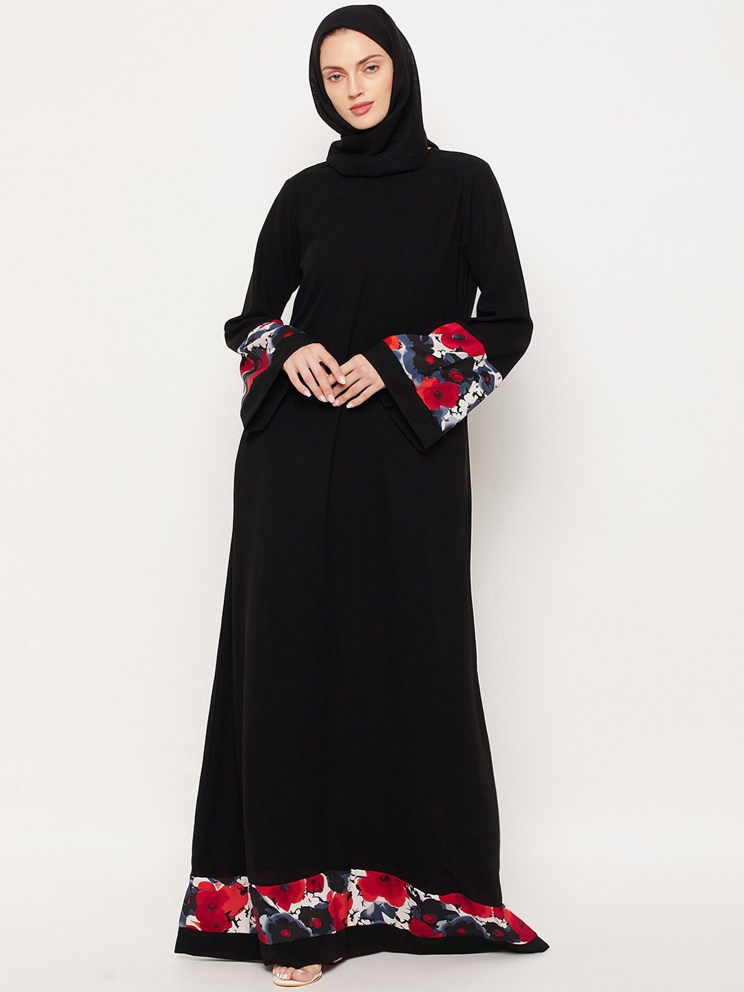 

NABIA Women Black Solid Burqas With Hijab