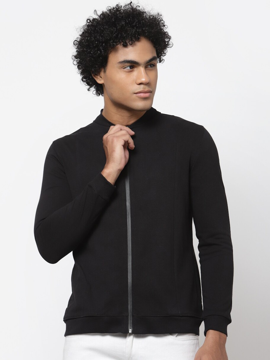 

YOONOY Men Black Stretchable Tailored Cotton Jacket