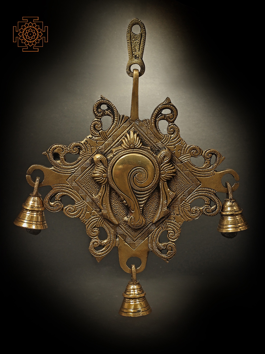 

Exotic India Gold-Toned The Vaishnav Symbol (Conch) Hanging Wall Decor
