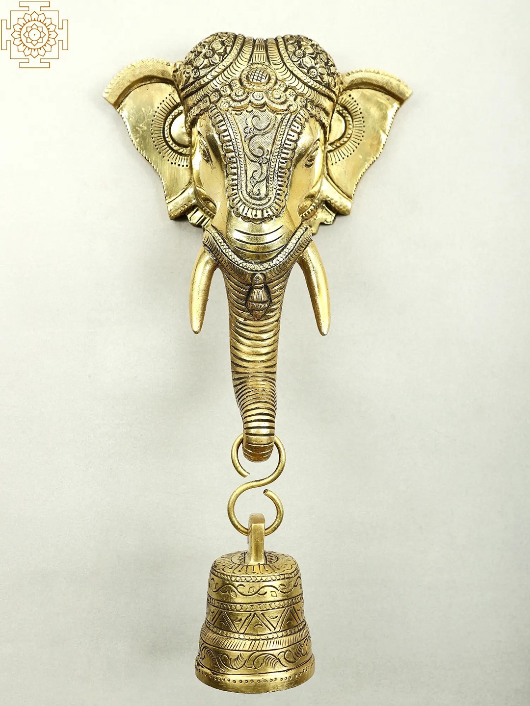 

Exotic India Lord Ganesha Wall Hanging with Bell, Gold