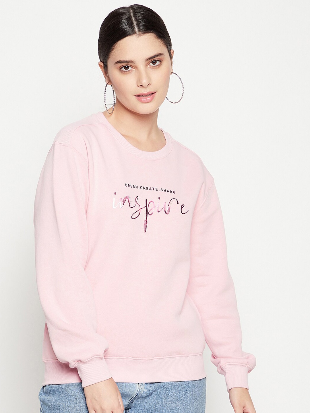 

Madame Women Pink Printed Sweatshirt