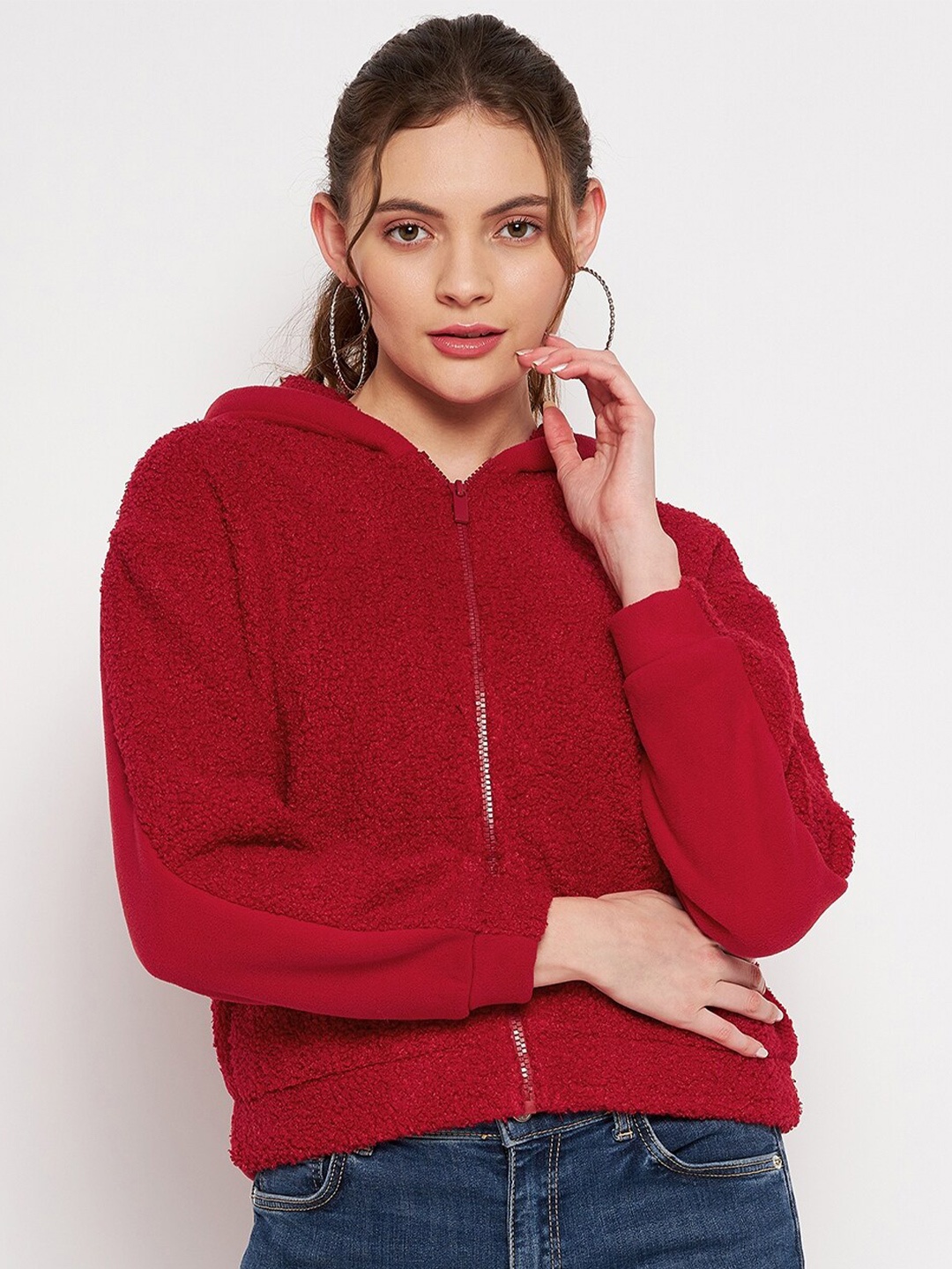 

CAMLA Women Red Front-Open Sweatshirt