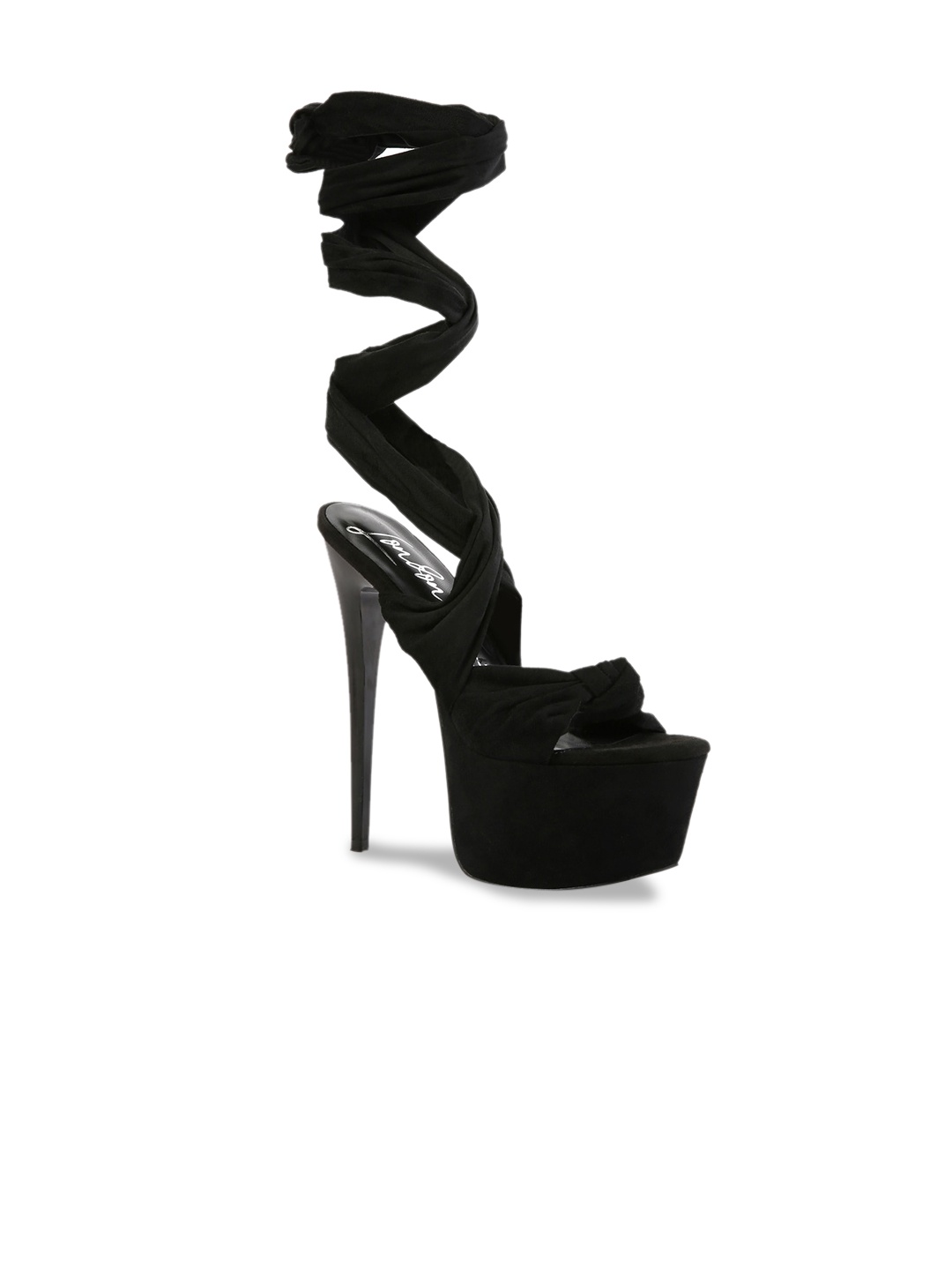 

London Rag Black Suede Party Stiletto Gladiators