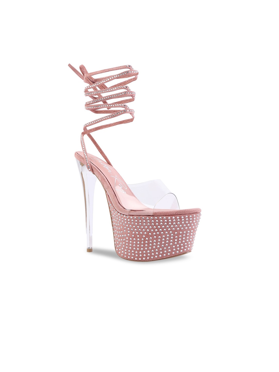 

London Rag Pink Suede Party Platform Heels
