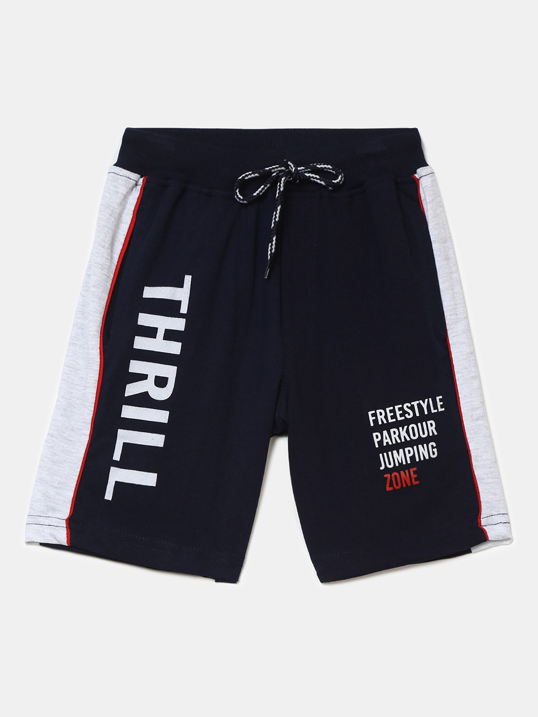 

V-Mart Boys Navy Blue & Grey Typography Printed Cotton Shorts