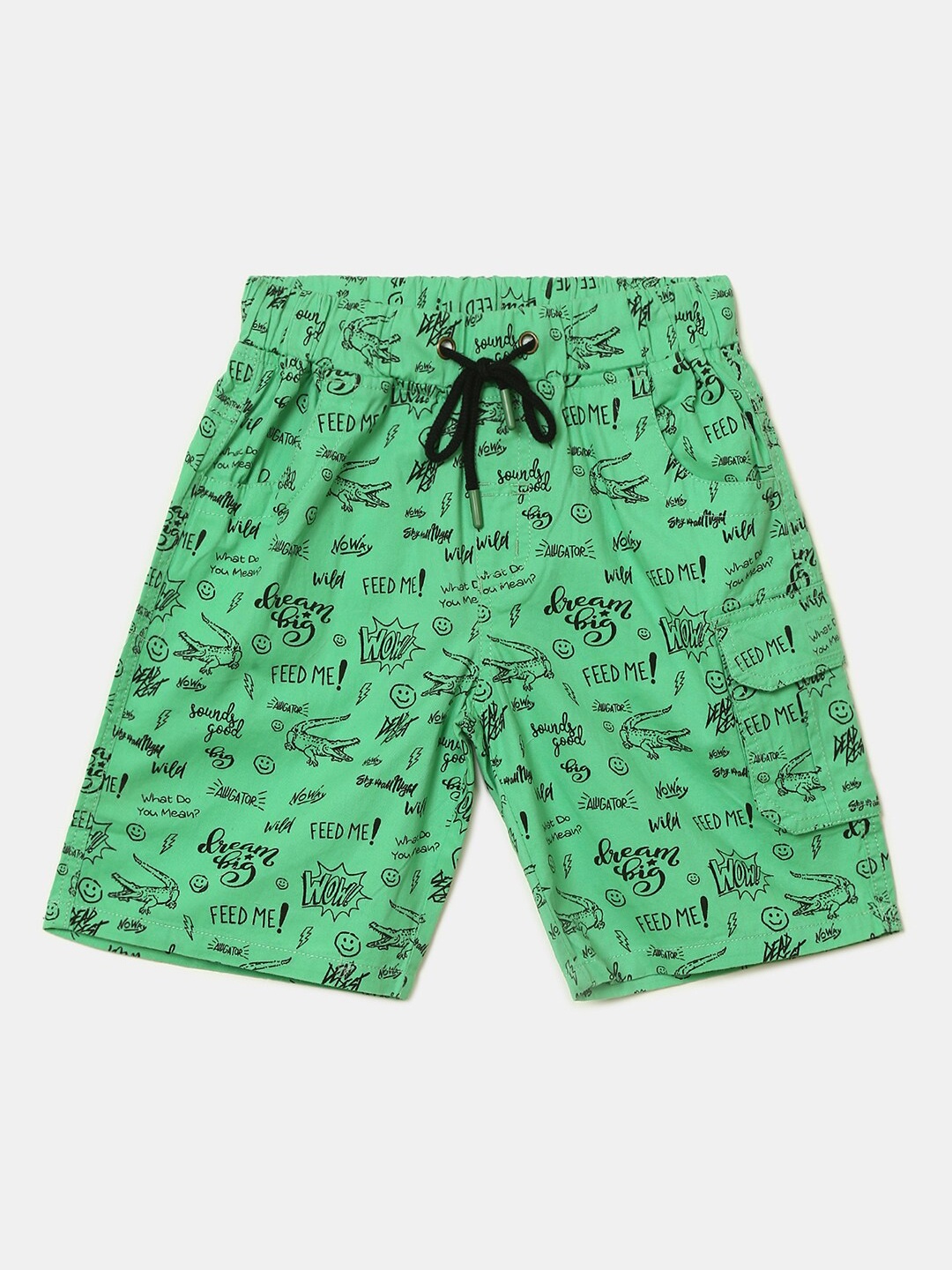 

V-Mart Boys Green Printed Shorts