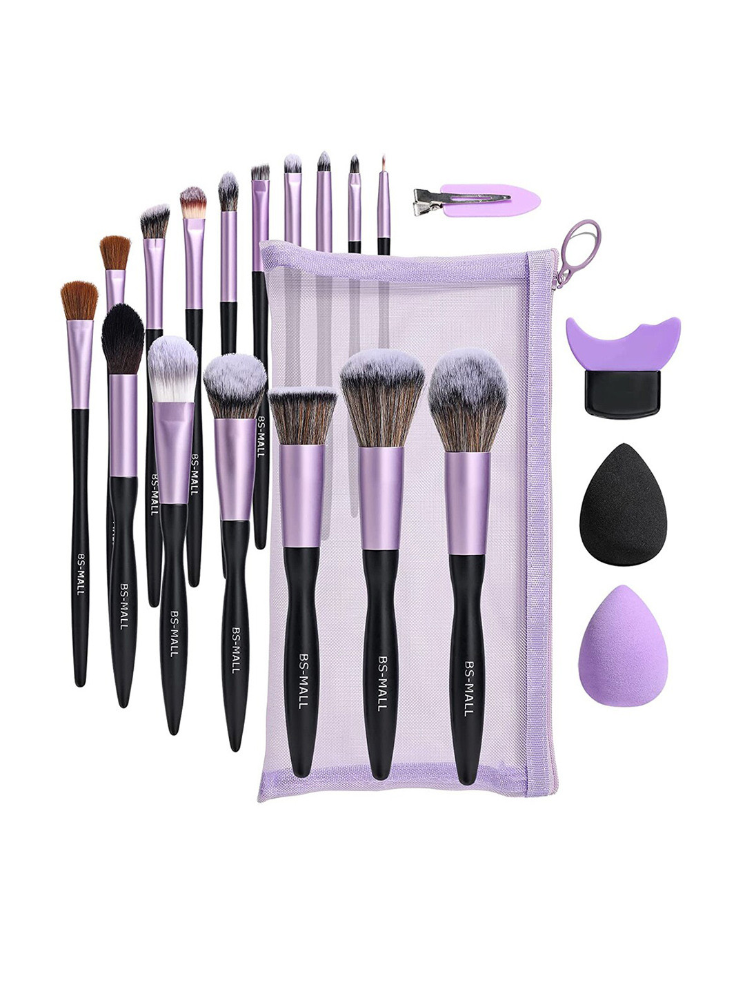 

BS-MALL Set Of 16 Premium Makeup Brushes With Makeup Tools Kit Premium Applicator Kit, Purple