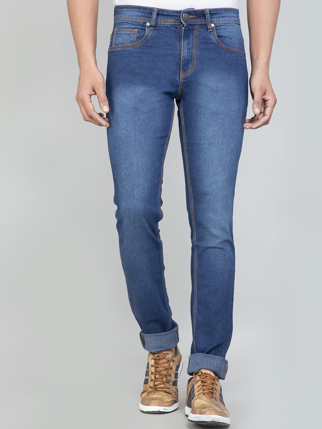 

HJ HASASI Men Blue Slim Fit Heavy Fade Stretchable Jeans