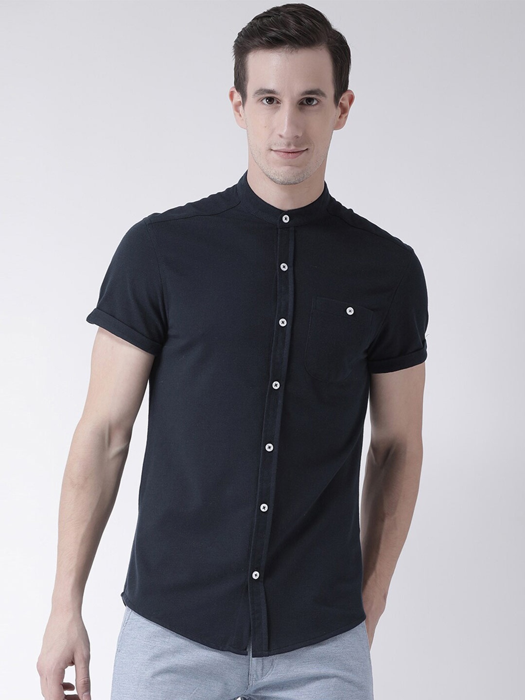 

Club York Men Navy Blue Standard Slim Fit Casual Shirt