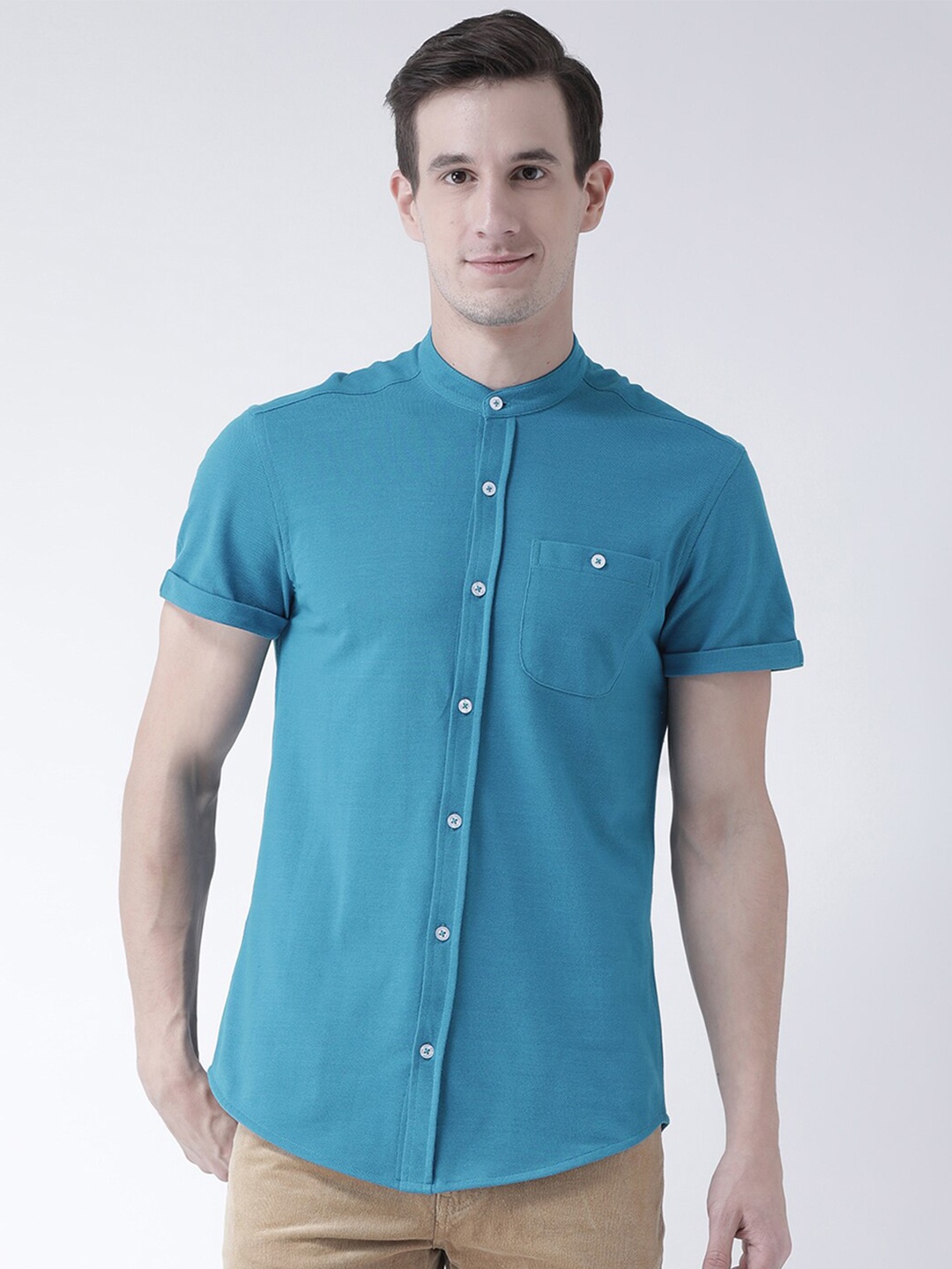 

Club York Men Blue Standard Cotton Casual Shirt