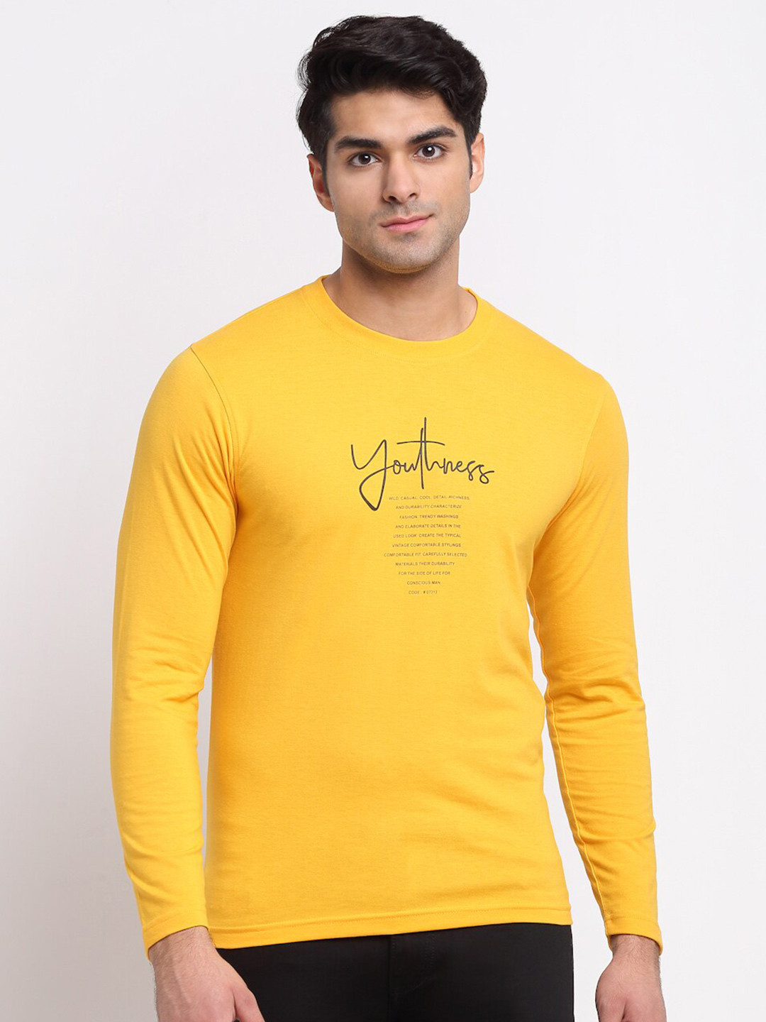 

Club York Men Yellow Typography Printed Cotton T-shirt