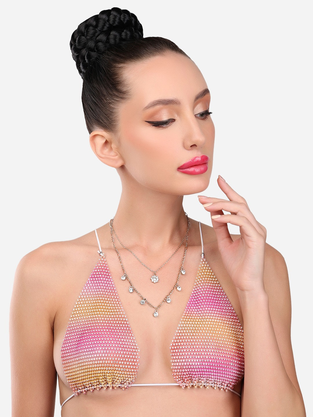 

Zaveri Pearls Gold-Toned & White Gold-Plated Layered Chain