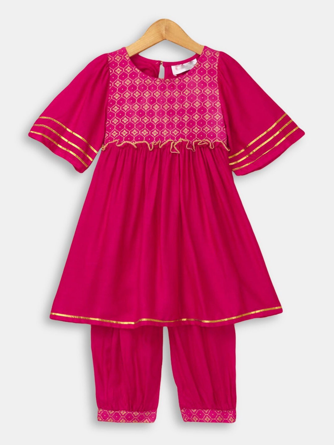 

Hopscotch Girls Purple Empire Pure Cotton Kurta with Palazzos